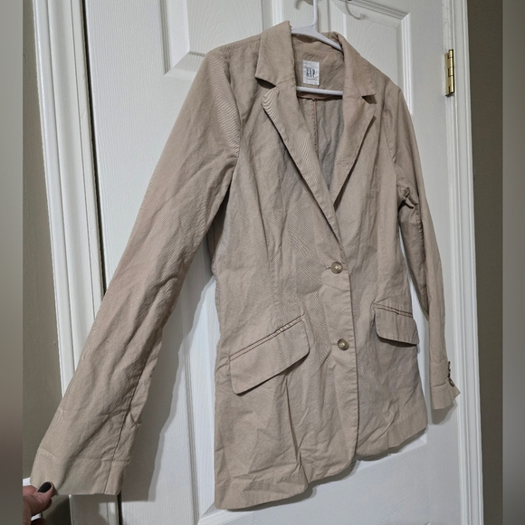 Gap Lightweight Khaki Blazer/Jacket, 100% Cotton, Unlined, Preppy, Sz 12, EUC! - Picture 2 of 13